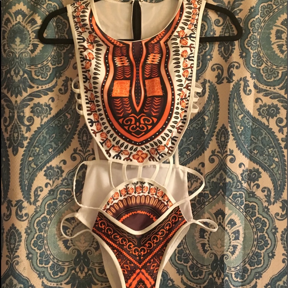 Tribal print one piece bathing suit
